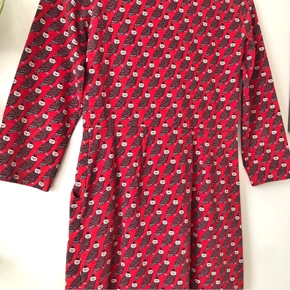 Boden Poinsettia Regal Owl Penny Jersey‎ Knit Dress With Pockets 100% Cotton 4P - Picture 7 of 11
